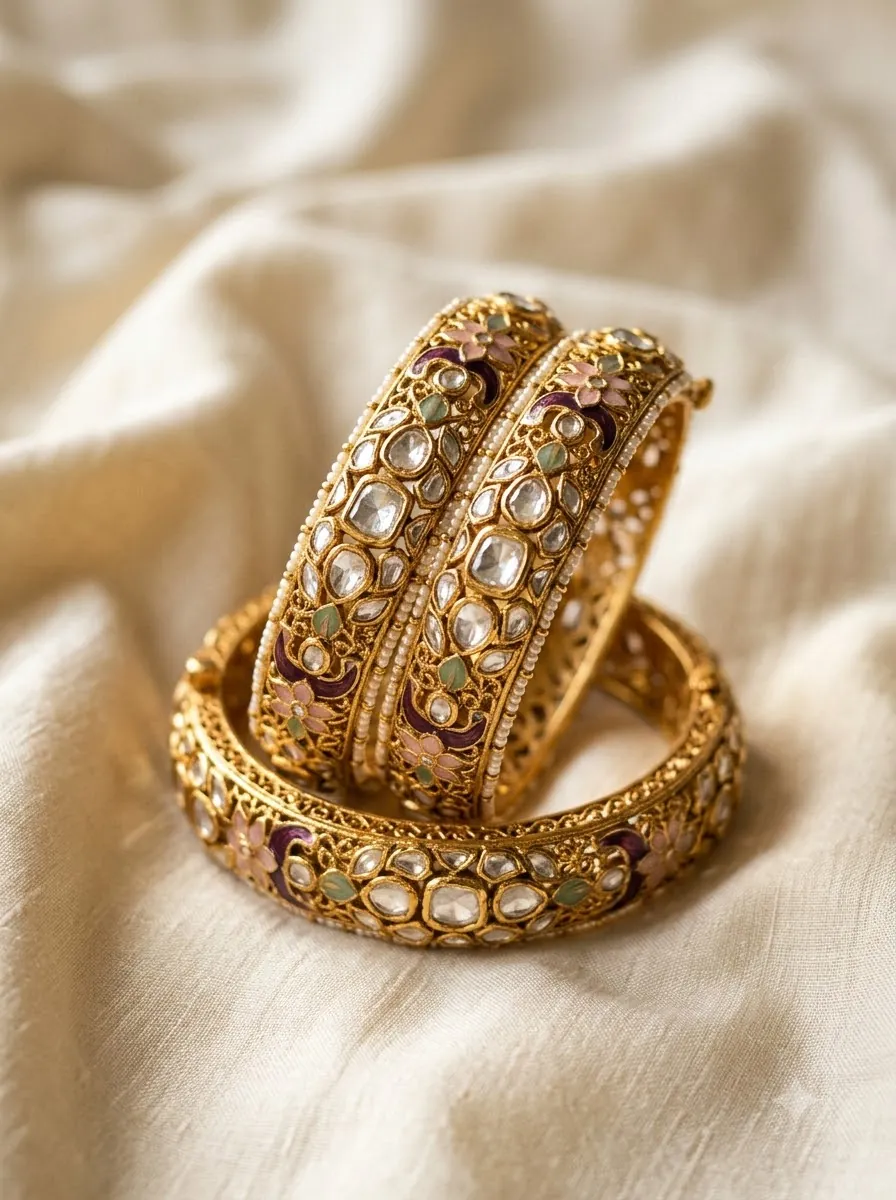 Bracelets — 925 sterling silver polki jewellery