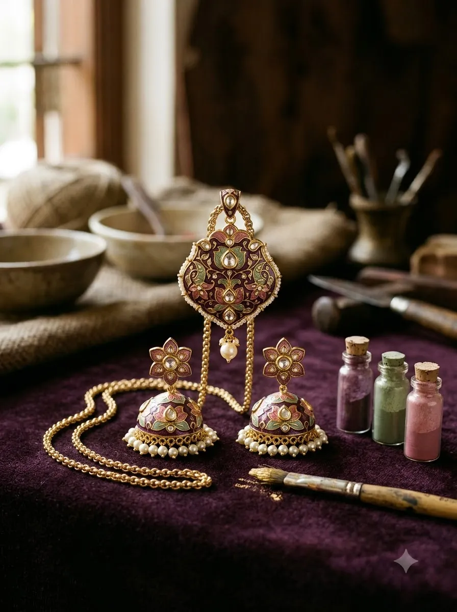 Earrings — 925 sterling silver polki jewellery